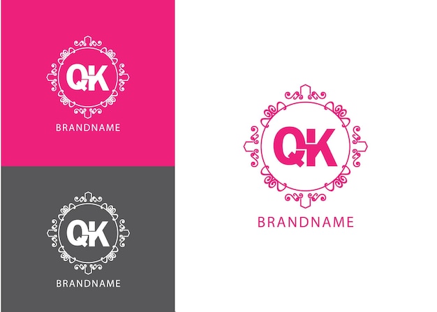 Moderne monogram beginletter qk logo ontwerpsjabloon