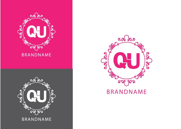 Moderne monogram beginletter qu logo ontwerpsjabloon