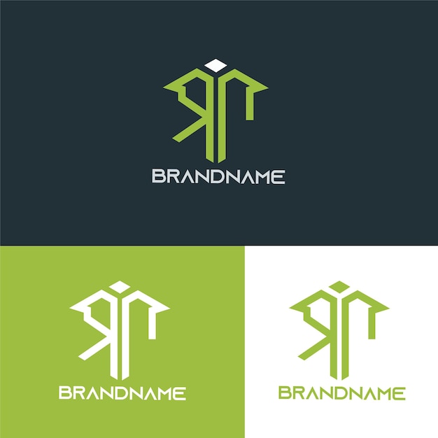 Moderne monogram beginletter rt logo ontwerpsjabloon