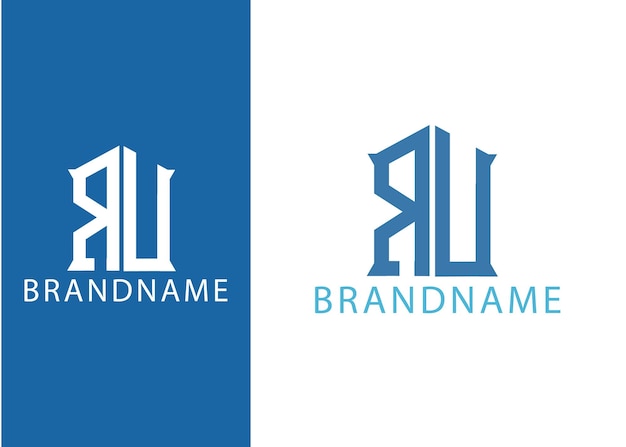 Moderne monogram beginletter ru logo ontwerpsjabloon