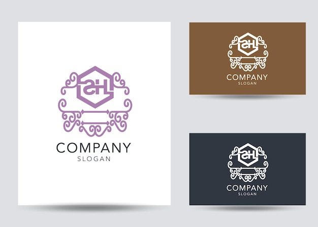 Moderne monogram beginletter sh logo ontwerpsjabloon