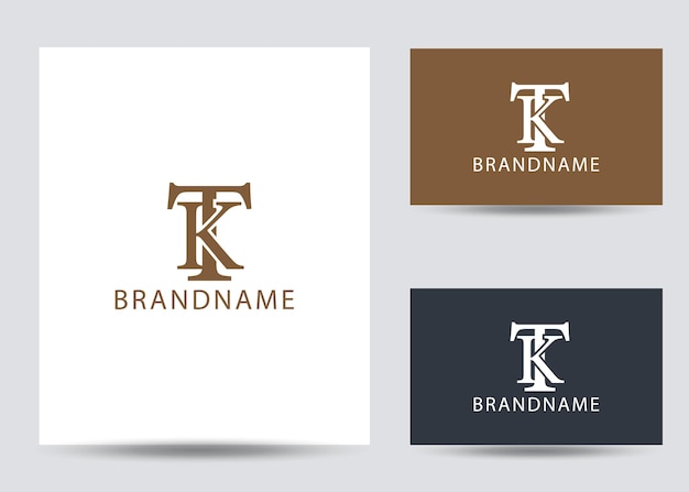 Moderne monogram beginletter tk logo ontwerpsjabloon