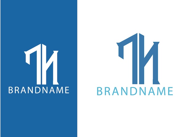 Moderne monogram beginletter tn logo ontwerpsjabloon