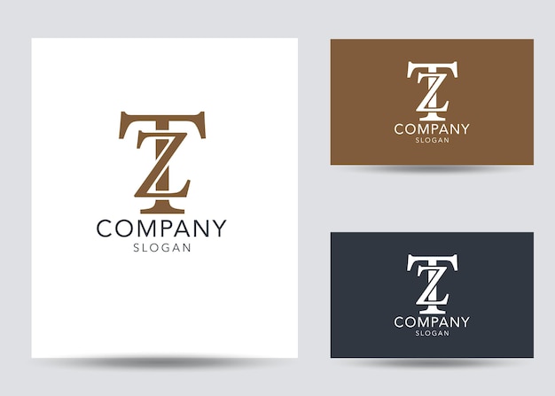 Moderne monogram beginletter tz logo ontwerpsjabloon