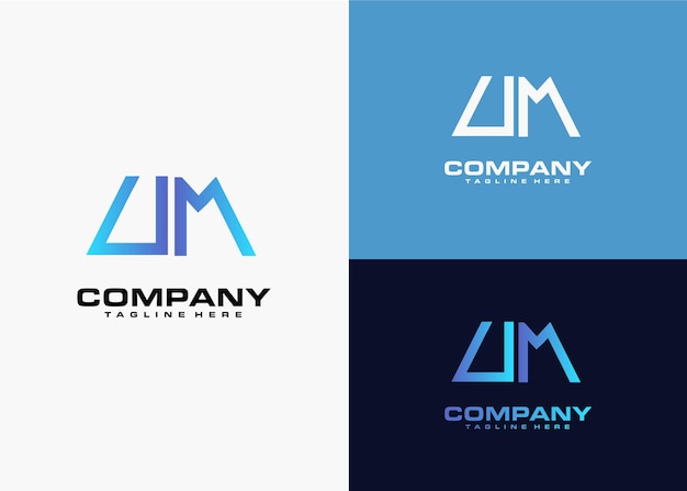 Moderne monogram beginletter um logo ontwerpsjabloon