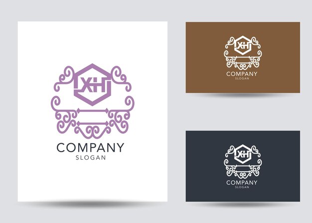 Moderne monogram beginletter xh logo ontwerpsjabloon