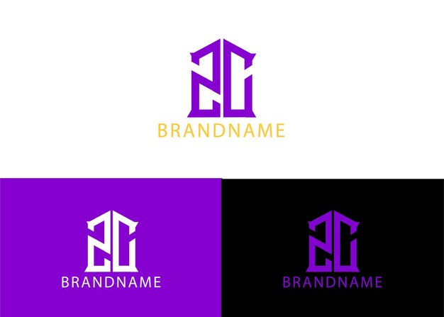 Moderne monogram beginletter zc logo ontwerpsjabloon