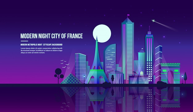 Moderne nachtstad van Frankrijk