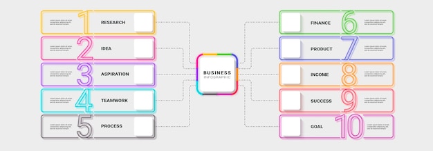 Vector moderne neon dunne lijn infographic sjabloon voor succes