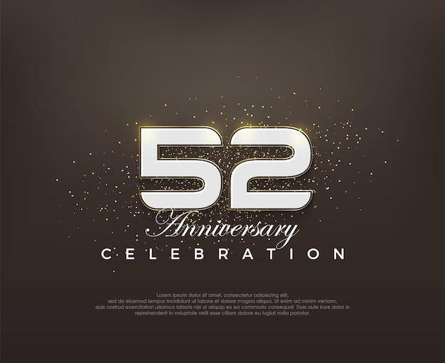 Moderne nummer 52e elegante verjaardag viering vector design Premium vector