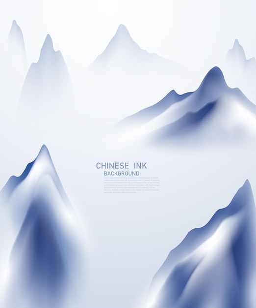 Moderne ontwerp vectorillustratie van Chinese inkt landschapsschilderkunst op prachtige rode achtergrond