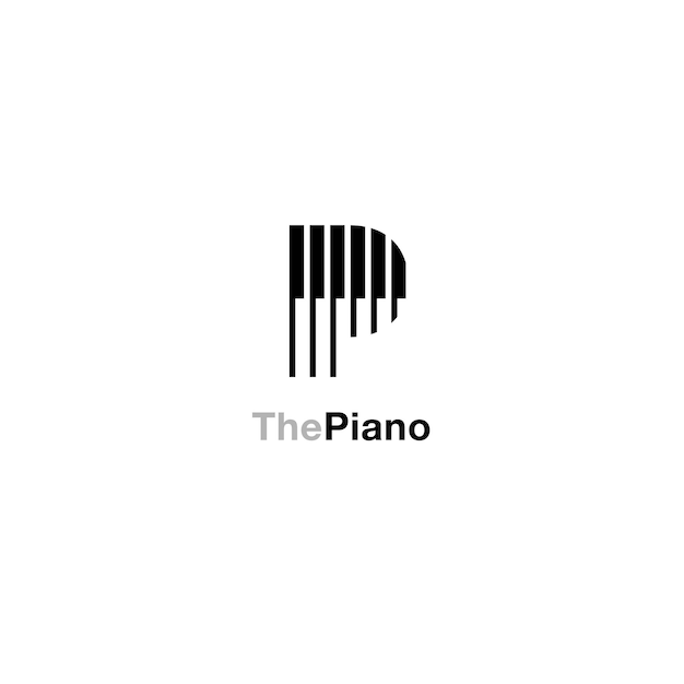 Moderne p letter logo piano instrumentaal. minimalistisch ontwerpconcept met negatieve ruimte