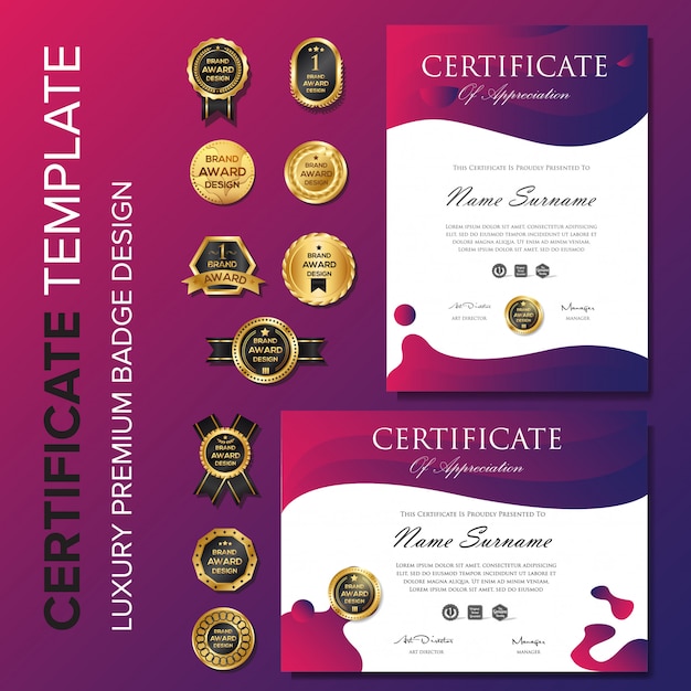 Moderne paarse certificaatsjabloon als achtergrond