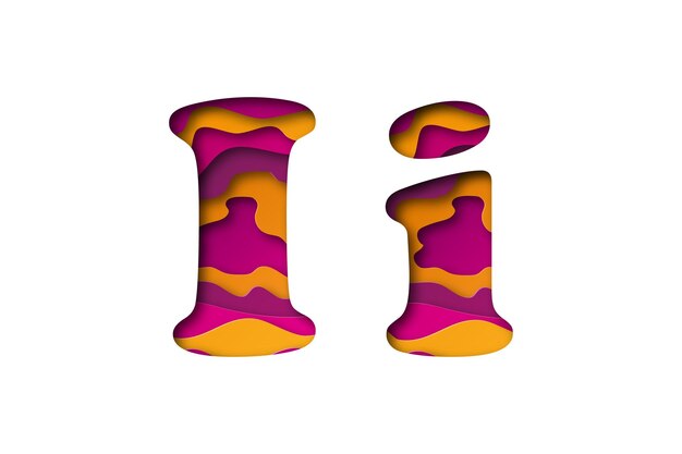 Vector moderne papierkunst van de gekleurde letter i. vectorillustratie. letter i is gesneden uit papier geïsoleerd.