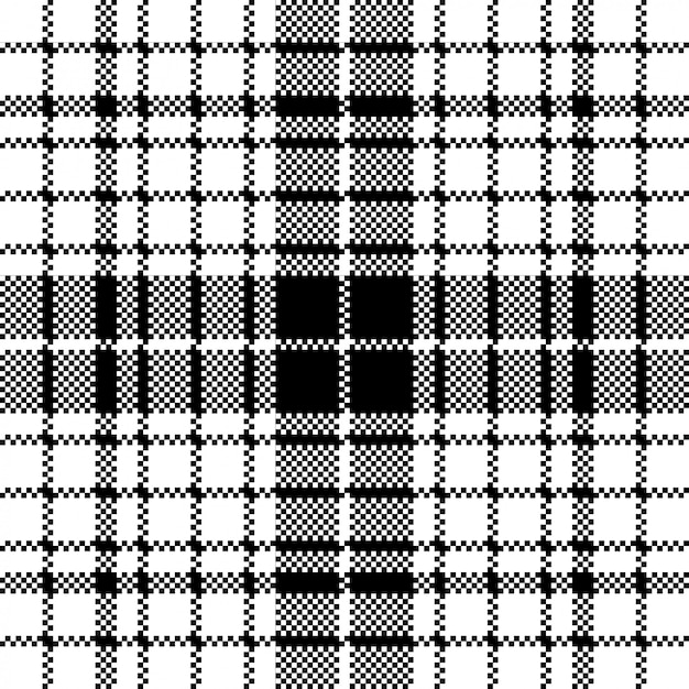 Vector moderne pixel zwart wit naadloze patroon plaid