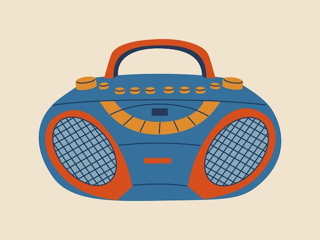 Vector moderne platenspeler draagbare muziek boombox handgetekende kleurenvector