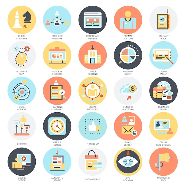 Moderne platte icoonelementen voor web- en appontwerp