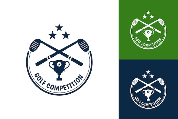 Moderne platte ontwerp Unieke golfbal kampioenschap logo sjabloon en minimalistisch golf logo concept