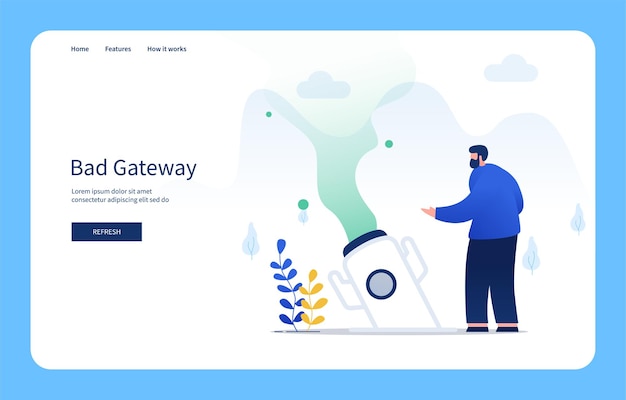 Moderne platte ontwerpconcept man kijken raket vallen slechte gateway voor website en mobiele site lege staten