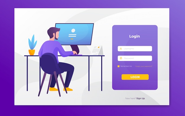 Moderne platte website login paginasjablonen