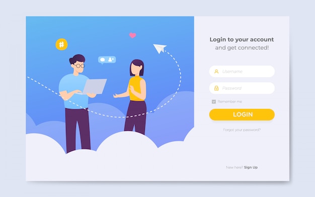 Moderne platte website login paginasjablonen