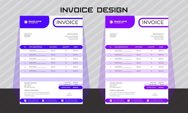 Moderne professionele bedrijfsfactuur sjabloonontwerp