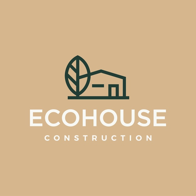 Moderne professionele logo eco-huisbouw op groene achtergrond