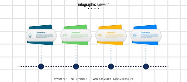 Vector moderne punt infographic sjabloon met 4 stappen business circle-sjabloon met opties voor brochure