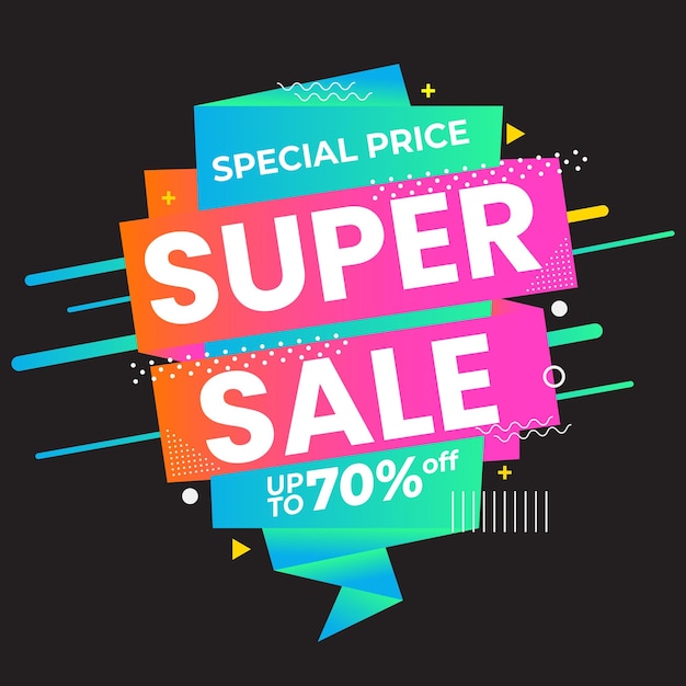 Moderne Realistische 3D Mega verkoop banner met platte korting abstracte vector illustratie achtergrond Temp