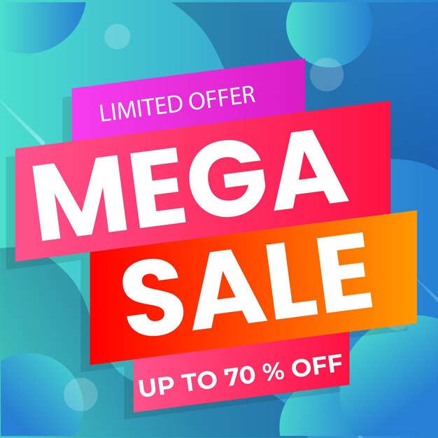 Moderne Realistische 3D Mega verkoop banner met platte korting abstracte vector illustratie achtergrond Temp
