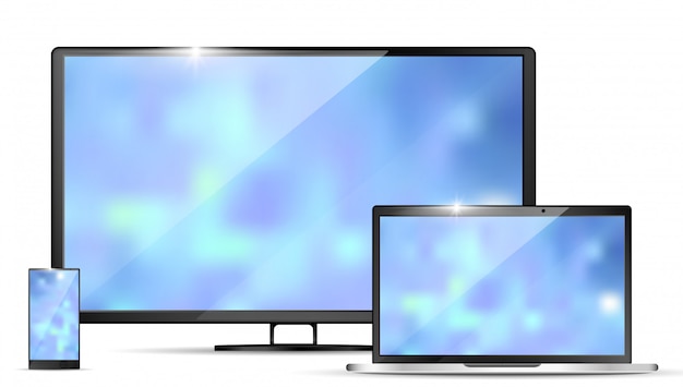 Moderne realistische tv, laptop en smartphone