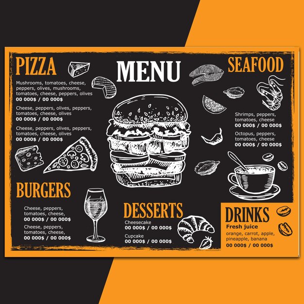 Moderne restaurant menu poster brochure banner menu set