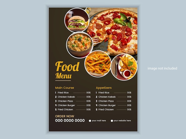 Moderne restaurant menu poster sjabloon ontwerp met foto plaatshouder