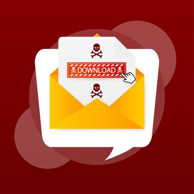 Moderne rode download envelop websjabloon op lichte achtergrond Creatief ontwerp