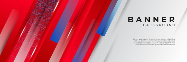Vector moderne rode en blauwe abstracte bannerachtergrond. technologiebannerontwerp met rode en blauwe geometrische vormen