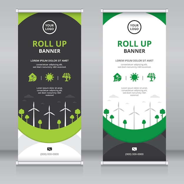 Moderne roll-up bannersjabloon voor de groene industrie