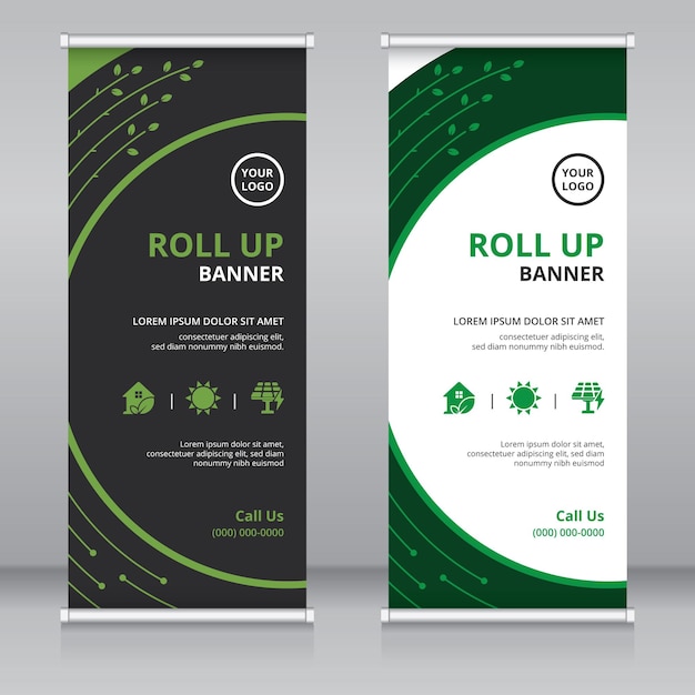 Moderne roll-up bannersjabloon voor de groene industrie