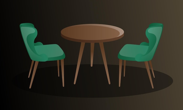 Vector moderne ronde tafel en stoelen voor cafés