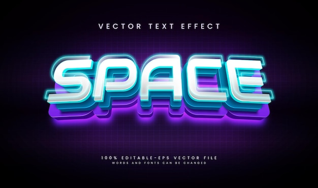 Moderne ruimte bewerkbare vector tekst effect met blauwe en paarse combinatie kleur geschikt voor moderne technologie concept