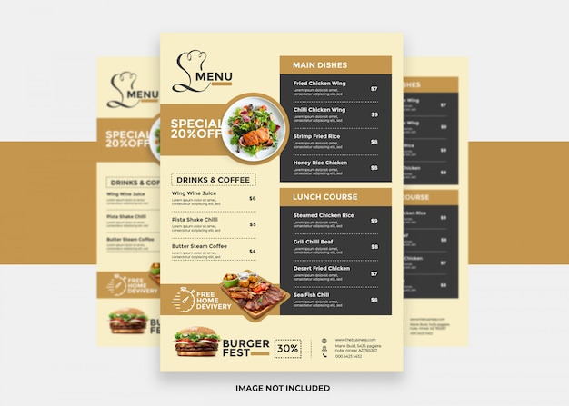 Moderne schone restaurant menu ontwerpsjabloon en presentatie