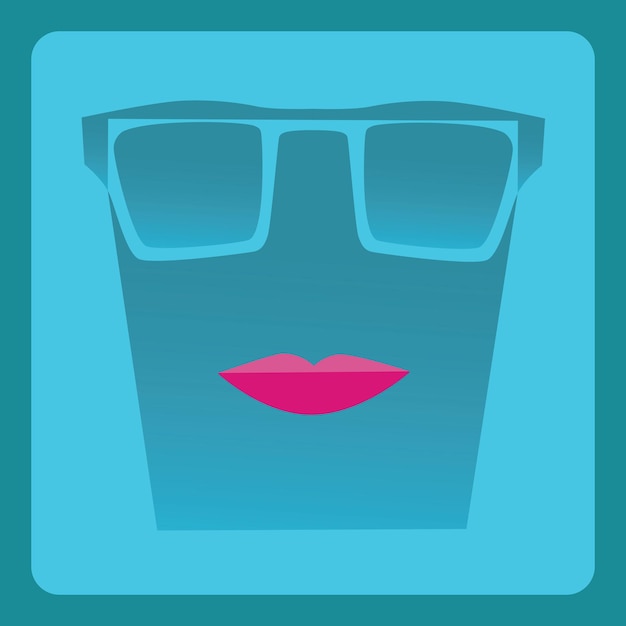 Moderne sexy roze lippenstift en zonnebril platte pictogram met schaduweffect, vector design