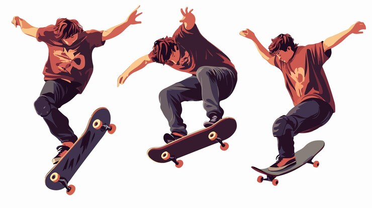 Vector moderne skater springen met skateboard urban extreme sport fun
