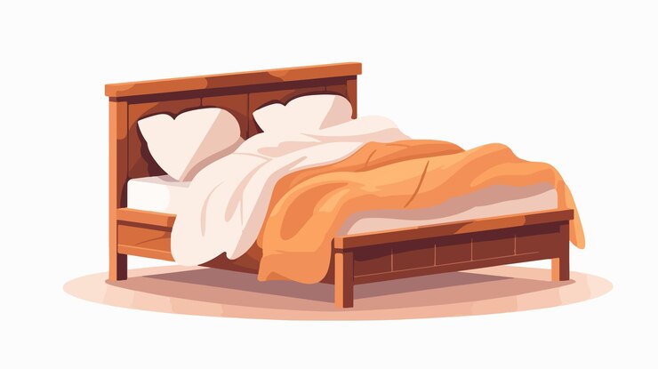 Vector moderne slaapkamerinterieur met geïsoleerd bed icoon