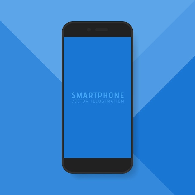 Moderne slimme telefoon digitaal display geïsoleerd op blauwe materiaalontwerp achtergrond. Vector illustratie.