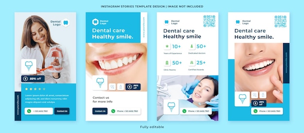 Vector moderne social media-post voor tandartsen en klinieken