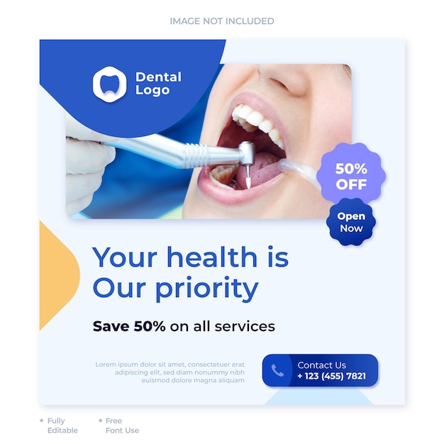 Moderne social media post voor tandartsen klinieken en ziekenhuizen