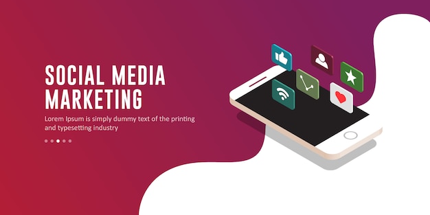 Moderne sociale media marketing illustratie, sjabloon