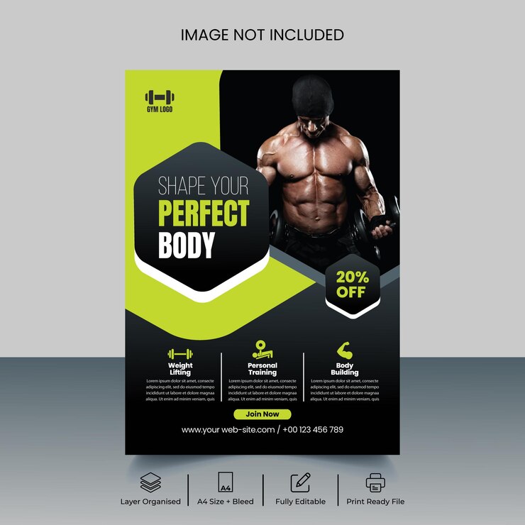 Vector moderne sportschool fitness flyer of poster sjabloon