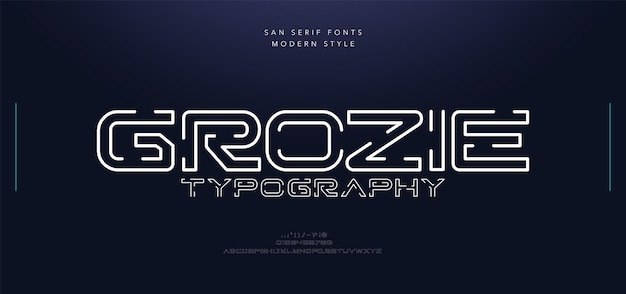 Moderne stedelijke alfabetlettertypen Abstracte typografie Wetenschap sporttechnologie mode neon digitale toekomstige creatieve logo lettertype vectorillustratie