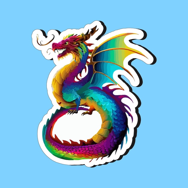 Moderne sticker voor het afdrukken van cartoons met het karakter van een draak.
